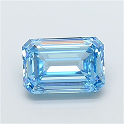 Picture of Lab Grown Diamond 1.37 Carats, Emerald with  Cut, Fancy Vivid Blue Color, VVS2 Clarity and Certified by IGI