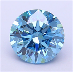 Picture of Lab Grown Diamond 2.04 Carats, Round with Ideal Cut, Fancy Vivid Blue Color, VS2 Clarity and Certified by IGI