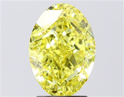 Picture of Lab Grown Diamond 2.92 Carats, Oval with  Cut, Fancy Vivid Yellow Color, VS1 Clarity and Certified by IGI