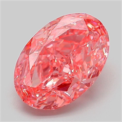 Picture of Lab Grown Diamond 3.08 Carats, Oval with  Cut, Fancy Vivid Pink Color, VVS2 Clarity and Certified by IGI