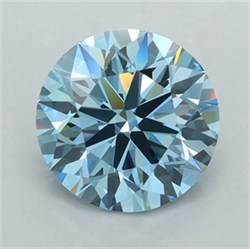 Picture of Lab Grown Diamond 2.00 Carats, Round with Ideal Cut, Fancy Vivid Blue Color, VVS2 Clarity and Certified by IGI
