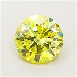 Picture of Lab Grown Diamond 2.08 Carats, Round with Ideal Cut, Fancy Intense Yellow Color, VVS2 Clarity and Certified by IGI