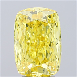 Picture of Lab Grown Diamond 5.01 Carats, CUSHION MODIFIED with  Cut, Fancy Vivid Yellow Color, VS2 Clarity and Certified by IGI