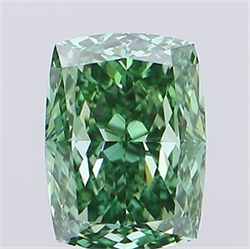 Picture of Lab Grown Diamond 4.21 Carats, CUSHION MODIFIED with  Cut, Fancy Vivid Green Color, VS1 Clarity and Certified by IGI
