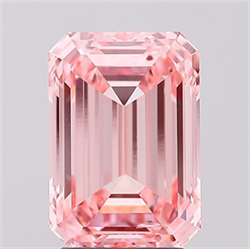 Picture of Lab Grown Diamond 3.05 Carats, Emerald with  Cut, Fancy Vivid Pink Color, VS2 Clarity and Certified by IGI