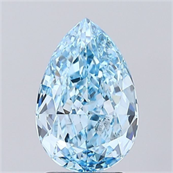 Picture of Lab Grown Diamond 2.51 Carats, Pear with  Cut, Fancy Vivid Blue Color, VS1 Clarity and Certified by IGI