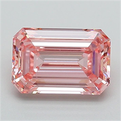 Picture of Lab Grown Diamond 1.56 Carats, Emerald with  Cut, Fancy Intense Pink Color, VS1 Clarity and Certified by IGI