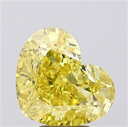 Picture of Lab Grown Diamond 6.09 Carats, Heart with  Cut, Fancy Vivid Yellow Color, VS1 Clarity and Certified by IGI