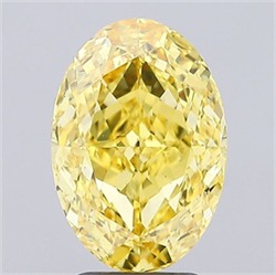 Picture of Lab Grown Diamond 4.02 Carats, Oval with  Cut, Fancy Vivid Yellow Color, VS1 Clarity and Certified by IGI