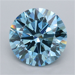 Picture of Lab Grown Diamond 3.02 Carats, Round with Ideal Cut, Fancy Vivid Blue Color, VVS2 Clarity and Certified by IGI
