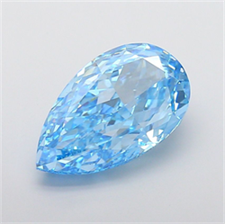 Picture of Lab Grown Diamond 10.04 Carats, Pear with  Cut, Fancy Vivid Blue Color, VS1 Clarity and Certified by IGI