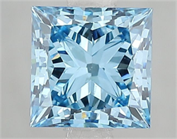 Picture of Lab Grown Diamond 1.59 Carats, Princess with  Cut, Fancy Vivid Blue Color, VS1 Clarity and Certified by IGI