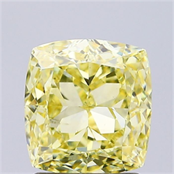 Picture of Lab Grown Diamond 1.76 Carats, CUSHION MODIFIED with  Cut, Fancy Intense Yellow Color, VS1 Clarity and Certified by IGI