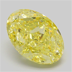Picture of Lab Grown Diamond 4.22 Carats, Oval with  Cut, Fancy Intense Yellow Color, VVS2 Clarity and Certified by IGI