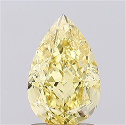 Picture of Lab Grown Diamond 1.58 Carats, Pear with  Cut, Fancy Intense Yellow Color, VS1 Clarity and Certified by IGI