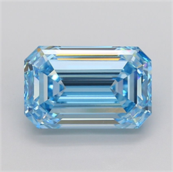 Picture of Lab Grown Diamond 6.11 Carats, Emerald with  Cut, Fancy Vivid Blue Color, VS1 Clarity and Certified by IGI