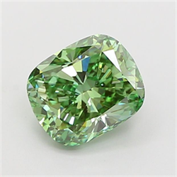 Picture of Lab Grown Diamond 1.50 Carats, CUSHION MODIFIED with  Cut, Fancy Vivid Green Color, VS1 Clarity and Certified by IGI