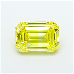 Picture of Lab Grown Diamond 2.00 Carats, Emerald with  Cut, Fancy Vivid Yellow Color, VS1 Clarity and Certified by IGI