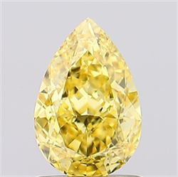 Picture of Lab Grown Diamond 1.25 Carats, Pear with  Cut, Fancy Vivid Yellow Color, VS2 Clarity and Certified by IGI