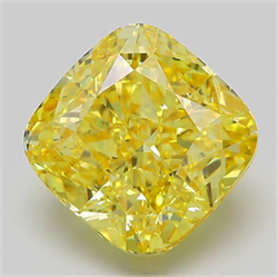 Picture of Lab Grown Diamond 6.00 Carats, CUSHION MODIFIED with  Cut, Fancy Vivid Yellow Color, VS1 Clarity and Certified by IGI