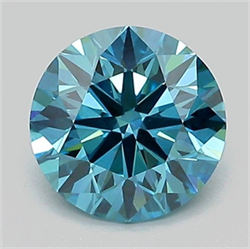 Picture of Lab Grown Diamond 1.39 Carats, Round with Ideal Cut, Fancy Vivid Blue Color, VS1 Clarity and Certified by IGI
