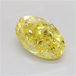 Picture of Lab Grown Diamond 3.53 Carats, Oval with  Cut, Fancy Vivid Yellow Color, VS1 Clarity and Certified by IGI
