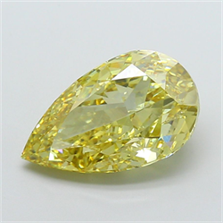 Picture of Lab Grown Diamond 8.09 Carats, Pear with  Cut, Fancy Intense Yellow Color, VS1 Clarity and Certified by IGI
