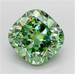 Picture of Lab Grown Diamond 4.53 Carats, CUSHION MODIFIED with  Cut, Fancy Vivid Green Color, VVS2 Clarity and Certified by IGI