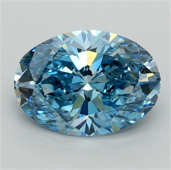 Picture of Lab Grown Diamond 2.15 Carats, Oval with  Cut, Fancy Vivid Blue Color, VVS1 Clarity and Certified by IGI
