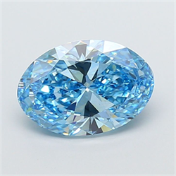Picture of Lab Grown Diamond 3.31 Carats, Oval with  Cut, Fancy Vivid Blue Color, VS2 Clarity and Certified by IGI