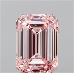 Picture of Lab Grown Diamond 4.24 Carats, Emerald with  Cut, Fancy Intense Pink Color, VS1 Clarity and Certified by IGI
