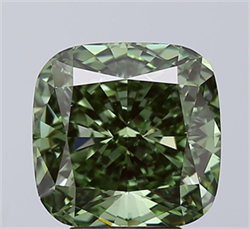 Picture of Lab Grown Diamond 4.99 Carats, CUSHION MODIFIED with  Cut, Fancy Vivid Green Color, VS1 Clarity and Certified by IGI