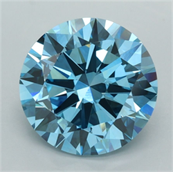 Picture of Lab Grown Diamond 3.51 Carats, Round with Excellent Cut, Fancy Vivid Blue Color, VS1 Clarity and Certified by IGI