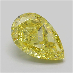 Picture of Lab Grown Diamond 2.53 Carats, Pear with  Cut, Fancy Vivid Yellow Color, VVS2 Clarity and Certified by IGI