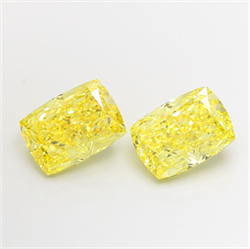 Picture of Lab Grown Diamond 5.08 Carats, CUSHION MODIFIED with  Cut, Fancy Vivid Yellow Color, VS1 Clarity and Certified by IGI