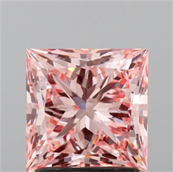 Picture of Lab Grown Diamond 3.00 Carats, Princess with  Cut, Fancy Vivid Pink Color, VS1 Clarity and Certified by IGI