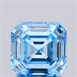Picture of Lab Grown Diamond 1.50 Carats, Asscher with  Cut, Fancy Vivid Blue Color, VVS2 Clarity and Certified by IGI