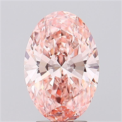 Picture of Lab Grown Diamond 3.15 Carats, Oval with  Cut, Fancy Vivid Pink Color, VS1 Clarity and Certified by IGI