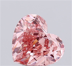 Picture of Lab Grown Diamond 3.12 Carats, Heart with  Cut, Fancy Vivid Pink Color, VS2 Clarity and Certified by IGI