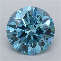 Picture of Lab Grown Diamond 2.07 Carats, Round with Ideal Cut, Fancy Vivid Blue Color, VVS1 Clarity and Certified by IGI