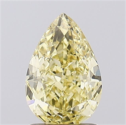 Picture of Lab Grown Diamond 1.56 Carats, Pear with  Cut, Fancy Intense Yellow Color, VS1 Clarity and Certified by IGI