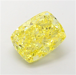 Picture of Lab Grown Diamond 4.08 Carats, CUSHION MODIFIED with  Cut, Fancy Vivid Yellow Color, VS1 Clarity and Certified by IGI