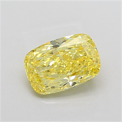 Picture of Lab Grown Diamond 3.09 Carats, CUSHION MODIFIED with  Cut, Fancy Vivid Yellow Color, VS2 Clarity and Certified by IGI