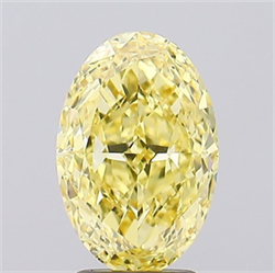 Picture of Lab Grown Diamond 3.27 Carats, Oval with  Cut, Fancy Vivid Yellow Color, VVS2 Clarity and Certified by IGI