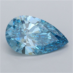 Picture of Lab Grown Diamond 1.33 Carats, Pear with  Cut, Fancy Vivid Blue Color, VVS2 Clarity and Certified by IGI