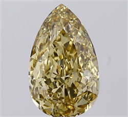 Picture of Lab Grown Diamond 3.09 Carats, Pear with  Cut, Fancy Intense Yellow Color, VS1 Clarity and Certified by IGI