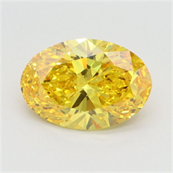 Picture of Lab Grown Diamond 1.54 Carats, Oval with  Cut, Fancy Vivid Yellow Color, VVS2 Clarity and Certified by IGI