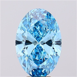 Picture of Lab Grown Diamond 5.19 Carats, Oval with  Cut, Fancy Vivid Blue Color, VS1 Clarity and Certified by IGI