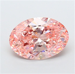 Picture of Lab Grown Diamond 3.09 Carats, Oval with  Cut, Fancy Vivid Pink Color, VS1 Clarity and Certified by IGI
