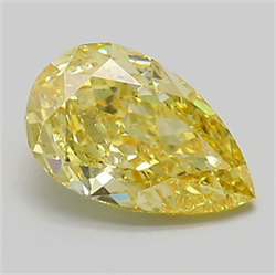 Picture of Lab Grown Diamond 1.60 Carats, Pear with  Cut, Fancy Vivid Yellow Color, VS2 Clarity and Certified by IGI